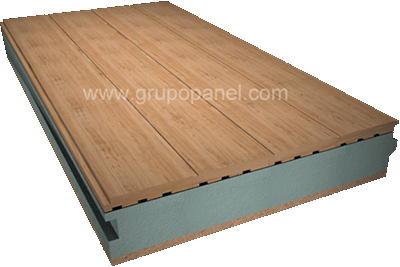 Panel sándwich madera terminacion interior en tarima de pirineo natural o barnizado