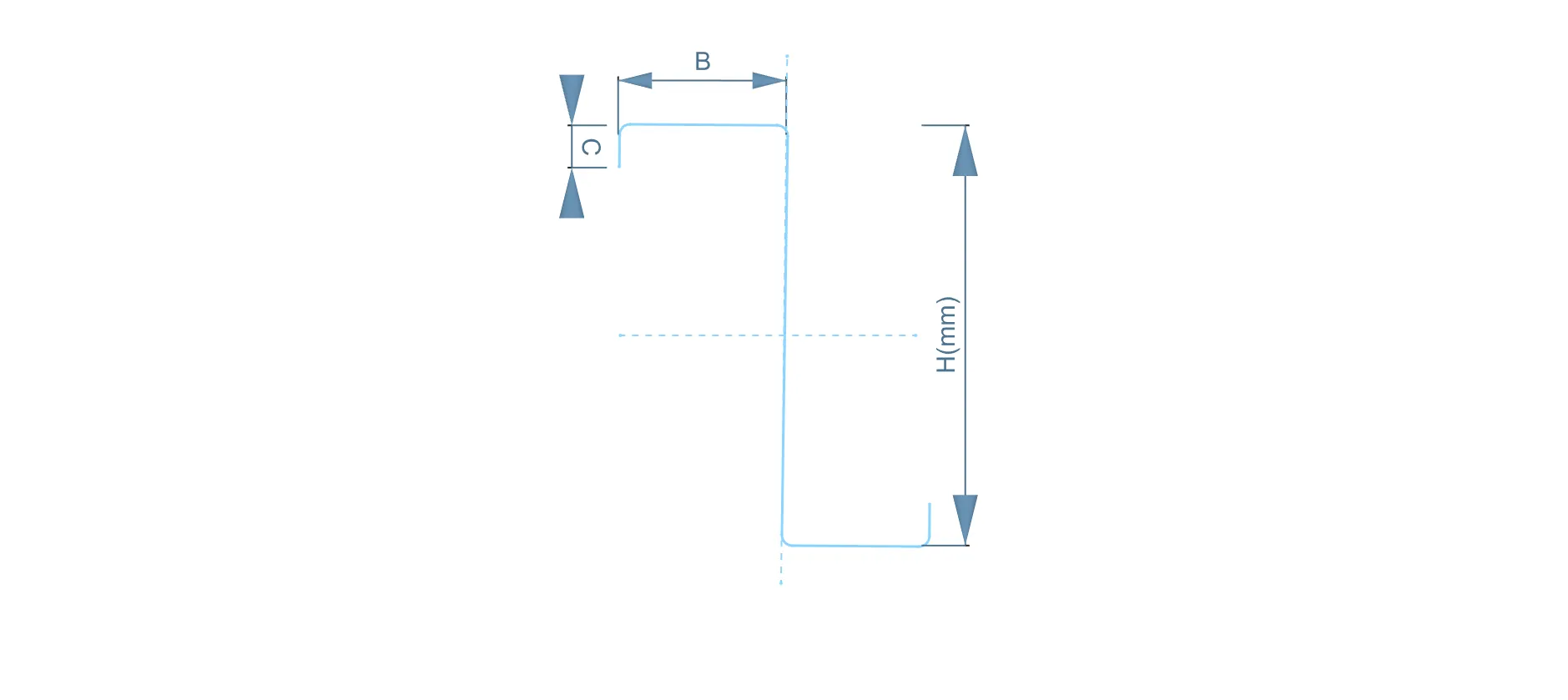 Medidas, cotas y deimensiones del perfil tipo Z para estructuras