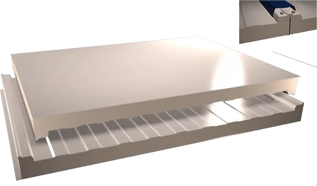 Panel sandwich cubierta 2 grecas con lamina de polieser en cara inferior