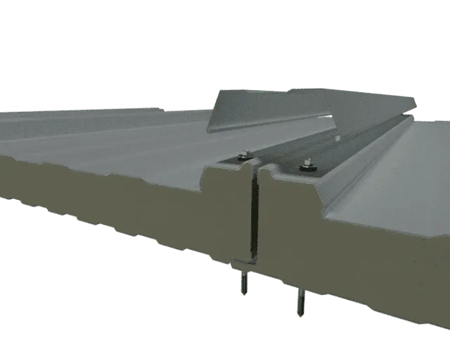 Detalle union panel sandwich cubierta 3 grecas