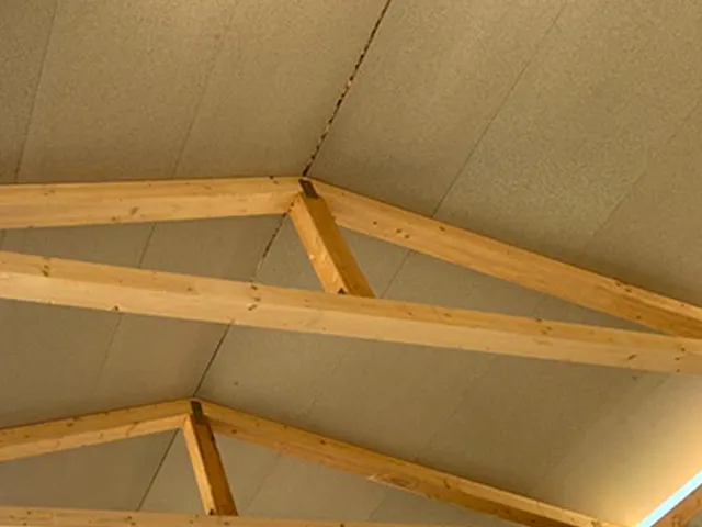 Panel sandwich madera con acabado interior en aglomerado hidrofugo en cubierta