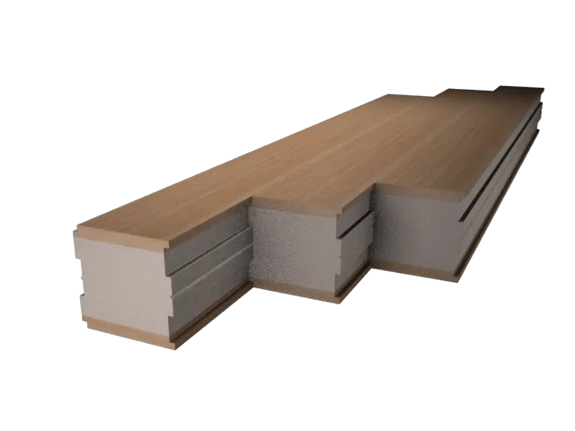 Paneles sandwich de madera para grandes luces machihembrados